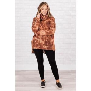 Zenana tie dye cowl neck dolman sleeve tunic Oversized sweater Medium 730